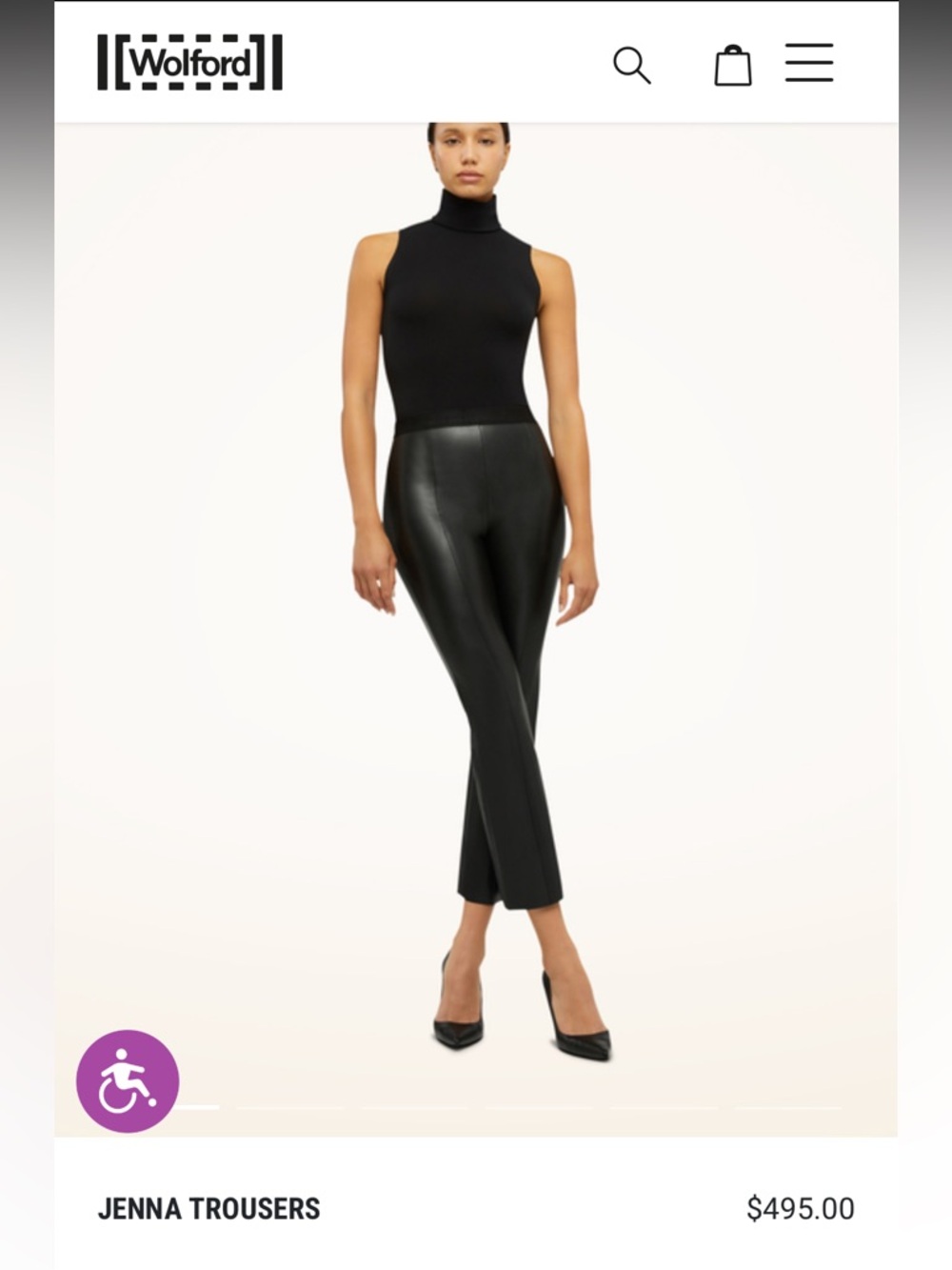 Wolford Black Jenna Cropped Faux-Leather Trousers